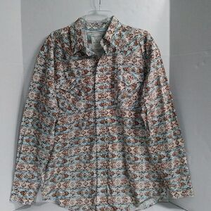 PANHANDLE Rough Stock Men's Multicolor Snap Button Rodeo Shirt Size L